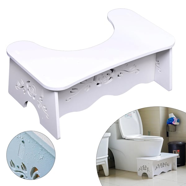 Toiletskammel - WC-skammel - MDF - 47 x 27,5 x 17,5 cm - Til standardtoilet - Nem at samle - Hvid