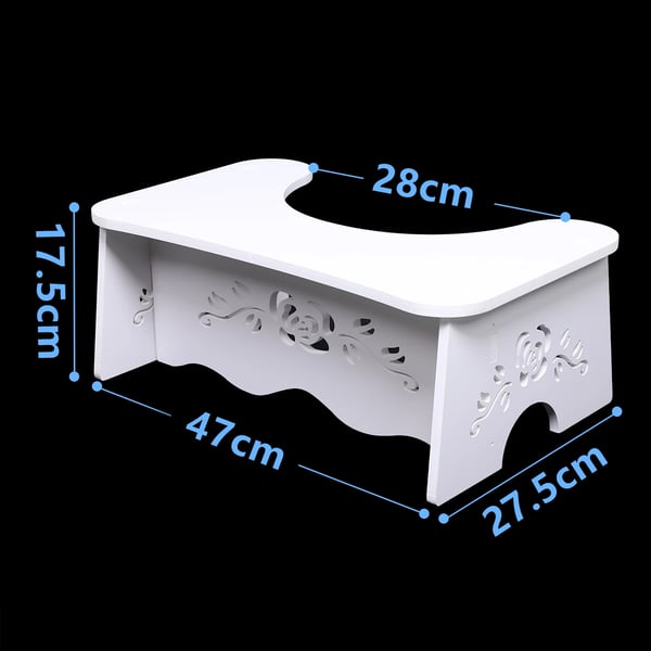 Toiletskammel - WC-skammel - MDF - 47 x 27,5 x 17,5 cm - Til standardtoilet - Nem at samle - Hvid