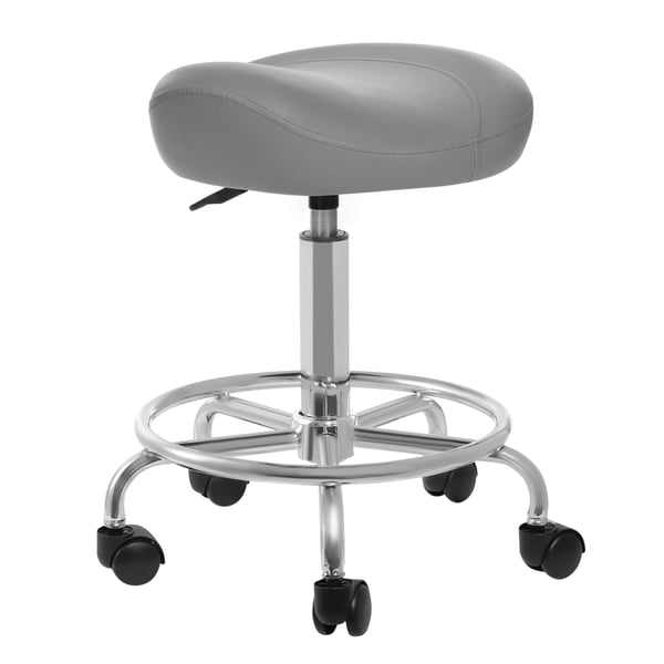 Satulatuoli - Ergonominen työjakkara pyörillä - Korkeus 45–59 cm - 5-sakarainen jalusta Ø45 cm - Max 150 kg - Helppo puhdistaa PU - Vaaleanharmaa