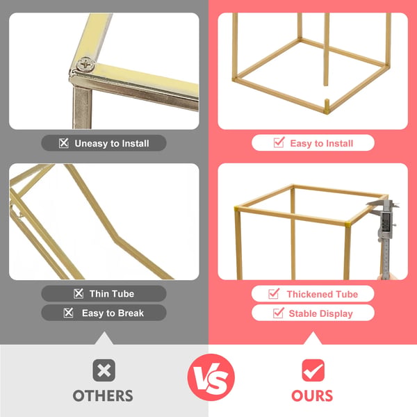 Geometriske vasestativer i metal, 10-pak, 80 cm, guld, str. M, borddekoration til bryllup/fest