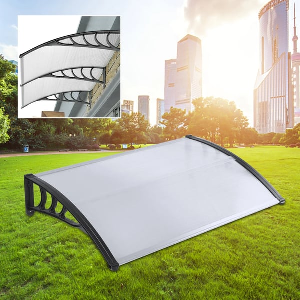 Dørtag til udendørs brug - Overdækning - Polycarbonat - Aluminiumsramme - Vandtæt - Til terrasse/indgang - Størrelse M