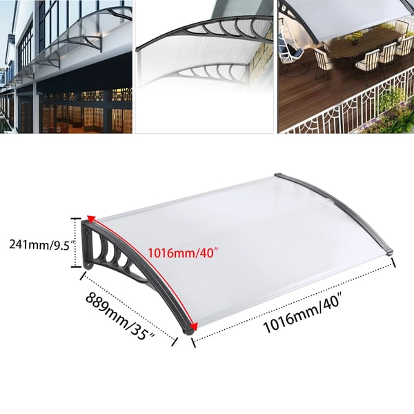 Dørtag til udendørs brug - Overdækning - Polycarbonat - Aluminiumsramme - Vandtæt - Til terrasse/indgang - Størrelse M