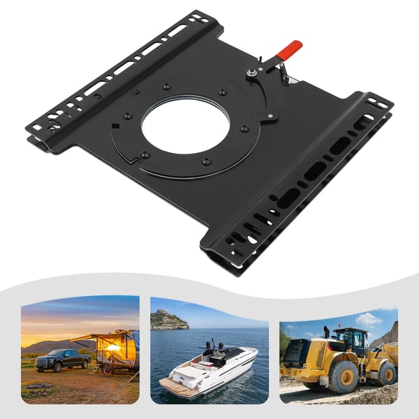 Autocamper sæde-drejekonsol - Førerside T5/T6 - 360° roterbar - Ekstra robust stål - 46,5×46 cm, højde 3 cm - Sort
