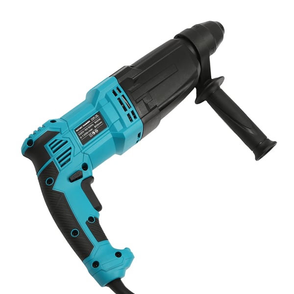Elektrisk borehammer, 3‑i‑1‑funktion, 800 W ren kobbermotor, 0–1200 o/min, med kuffert, blå