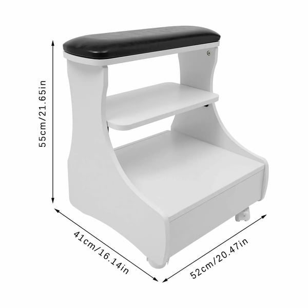 Fodstøtte til pedicure/manicure, rullende fodbadsskammel med hjul, multifarvet