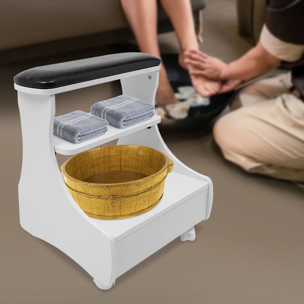 Fodstøtte til pedicure/manicure, rullende fodbadsskammel med hjul, multifarvet