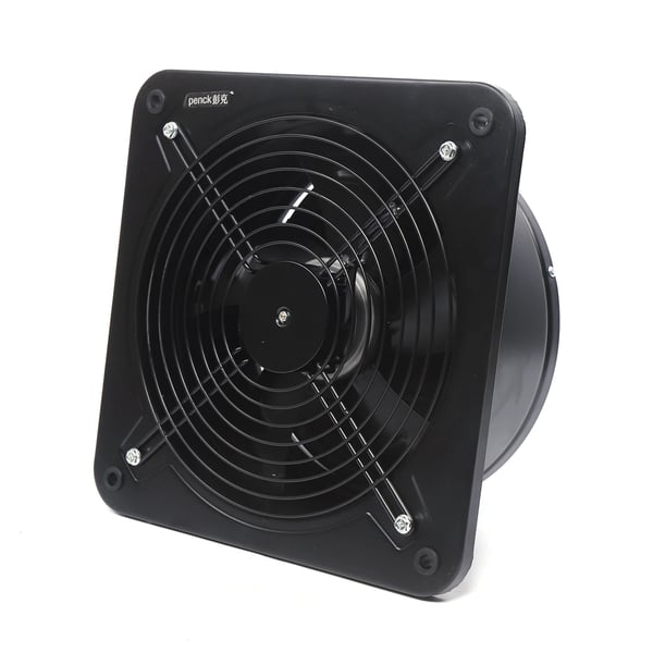 Aksial ventilator, vægmonteret metal 300 mm, 150 W 220 V, 2850ML/h luftflow, industriel udsugning, sort