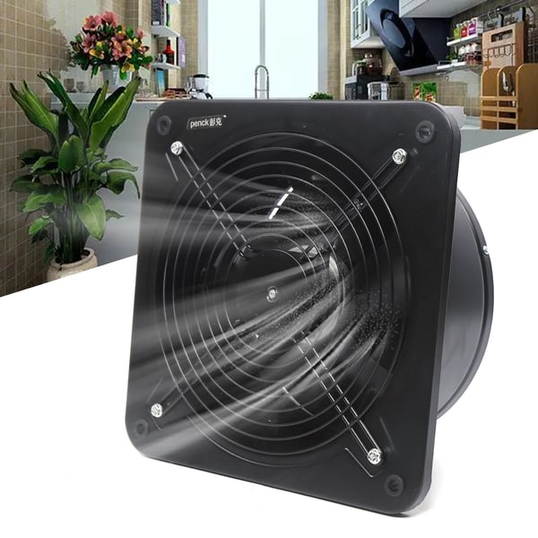 Aksial ventilator, vægmonteret metal 300 mm, 150 W 220 V, 2850ML/h luftflow, industriel udsugning, sort