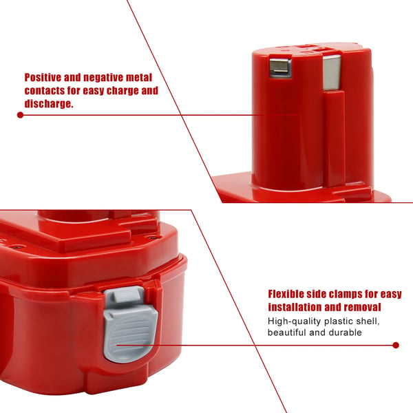 Batteri til Makita, PA12 erstatningsbatteri, 12 V Ni-MH 4,0 Ah, grå, kompatibel med PA1222/1220/1200/1201/1233S