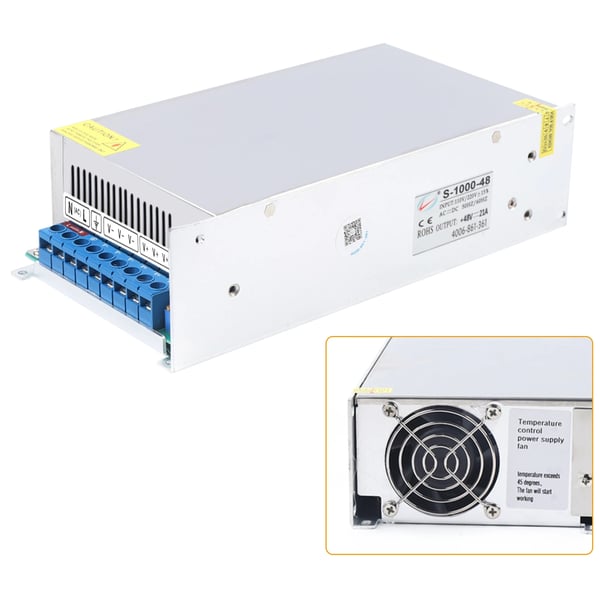 Virtalähde - LED-virtalähde AC-DC - 1000 W - Syöttö 220 V AC - Automaattinen jäähdytyspuhallin - LED-valaistukseen - Valkoinen