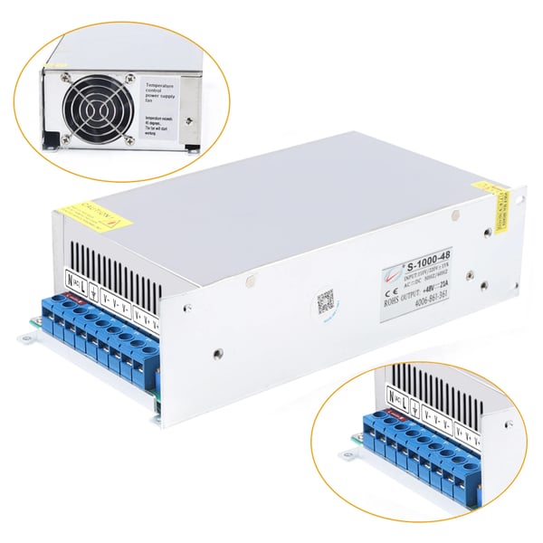 Strømforsyning - LED-driver AC-DC - 1000 W - Indgang 220 V AC - Automatisk køleblæser - Til LED-belysning - Hvid
