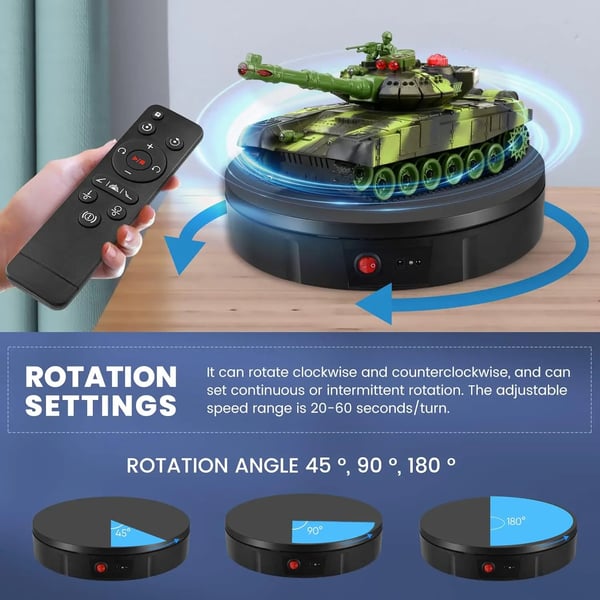Elektrisk drejeskive - Smykkedisplay - 100 kg bæreevne - 30 cm diameter - 360° rotation - Genopladeligt batteri - EU 220V - Hvid