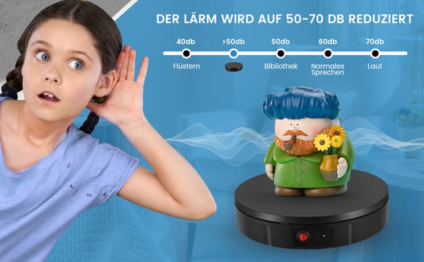 Elektrisk drejeskive - Smykkedisplay - 100 kg bæreevne - 30 cm diameter - 360° rotation - Genopladeligt batteri - EU 220V - Hvid