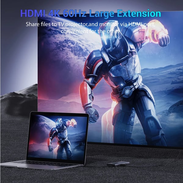 USB-C Hubi - 10-in-1 Telakka - PD 100W - HDMI 4K@60Hz - RJ45 Ethernet - SD/TF Kortinlukija - USB 3.0 Portit - Valkoinen