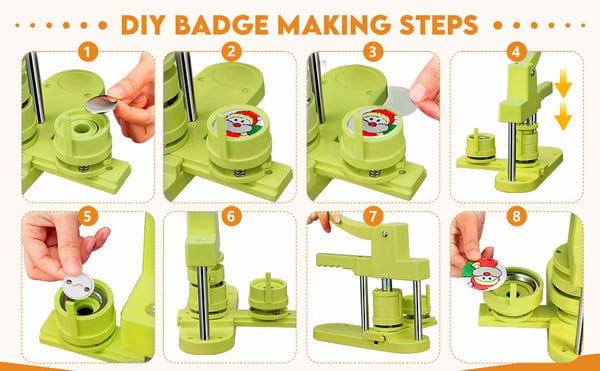 Knappemaskine - Badge Maker Sæt - Forme 58/32/25 mm - 300 plastknapper - Skæreværktøj - Grøn