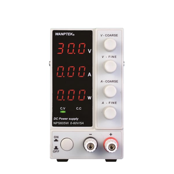 DC laboratorieforsyning - NPS605W - 0–60 V, 0–5 A, 300 W - Justerbar, Reguleret, Switch-mode - Digitalt display - Hvid