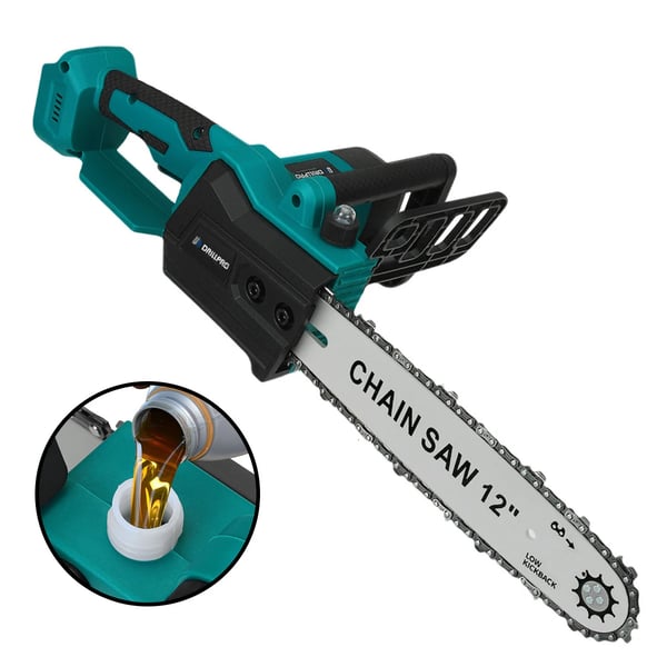 Elektrisk batteridrevet kædesav - 30,5 cm børsteløs - 6800 rpm - 4000–5999 W - 2 batterier - Vinrød