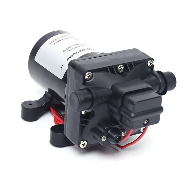 Vandpumpe - 12V DC membranpumpe - Selvansugende - Trykpumpe - Til have og autocamper - EU-stik - Sort
