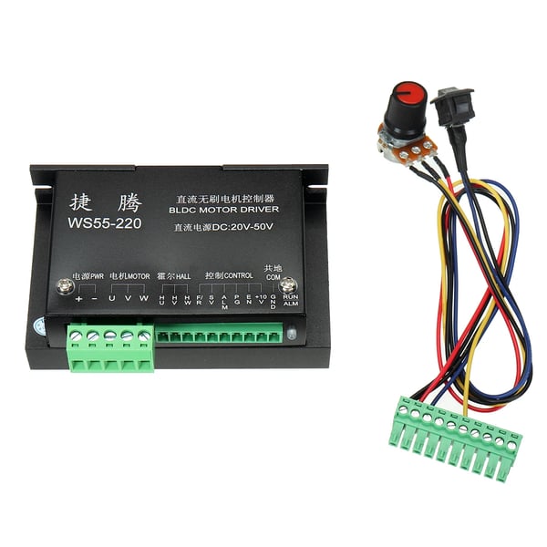 CNC Spindelmotor 500W - ER11500W - Børsteløs - Luftkølet - ER11 Spændetang - 48V Hastighedsregulator - 12000 omdr/min - 0,6 N·m - Sort