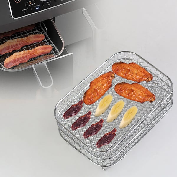 Airfryer tarvikkeet - Kuivatusritilä - 3-Taso - Pinottava - Suorakulmainen - Verkkotasot - Klipsillä - Armeijanvihreä