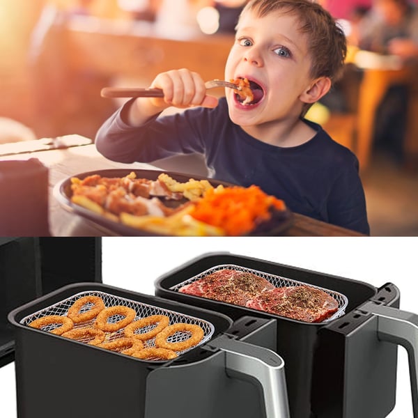 Airfryer tarvikkeet - Kuivatusritilä - 3-Taso - Pinottava - Suorakulmainen - Verkkotasot - Klipsillä - Armeijanvihreä