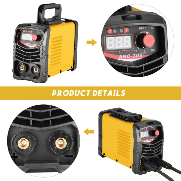 Svetsmaskin ARC/MMA - IGBT-inverter - 300A - Digital LCD-skärm - 220V EU-kontakt - Portabel - Gul