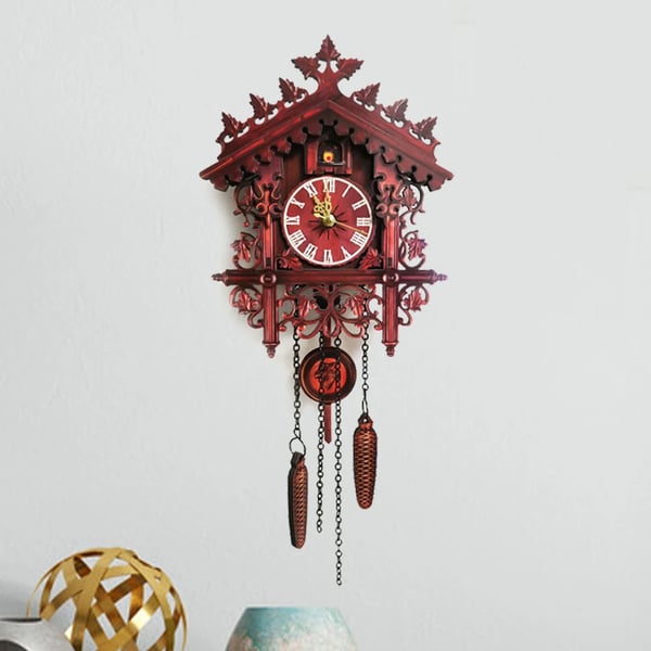 Gøkur - Vægur - Husform - Analog visning - Antik stil - MDF - Scenisk motiv - Til stuen