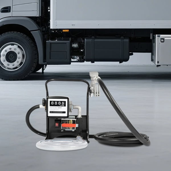 Sähköinen dieselpumppu - Siirtopumppu - EU-pistotulppa 220 V - Teho 200 W - Virtaus 45 l/min - Itseimevä - Mittari - Manuaalinen suutin - Musta