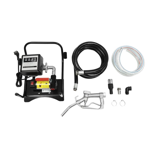 Sähköinen dieselpumppu - Siirtopumppu - EU-pistotulppa 220 V - Teho 200 W - Virtaus 45 l/min - Itseimevä - Mittari - Manuaalinen suutin - Musta