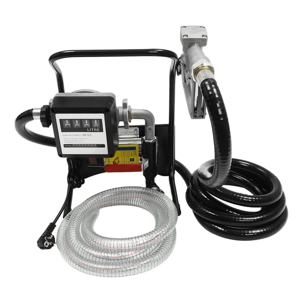 Sähköinen dieselpumppu - Siirtopumppu - EU-pistotulppa 220 V - Teho 200 W - Virtaus 45 l/min - Itseimevä - Mittari - Manuaalinen suutin - Musta