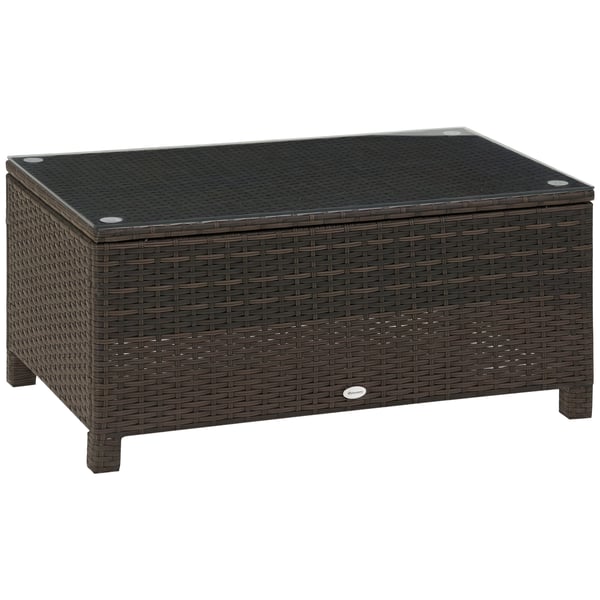 Trädgårdsbord - Utebord i polyrotting - Galvaniserad metallram - Minimalistisk modern stil - 85×50×39 cm - Kaffebrun