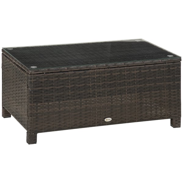 Trädgårdsbord - Utebord i polyrotting - Galvaniserad metallram - Minimalistisk modern stil - 85×50×39 cm - Kaffebrun