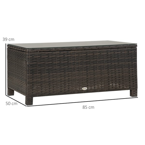 Trädgårdsbord - Utebord i polyrotting - Galvaniserad metallram - Minimalistisk modern stil - 85×50×39 cm - Kaffebrun