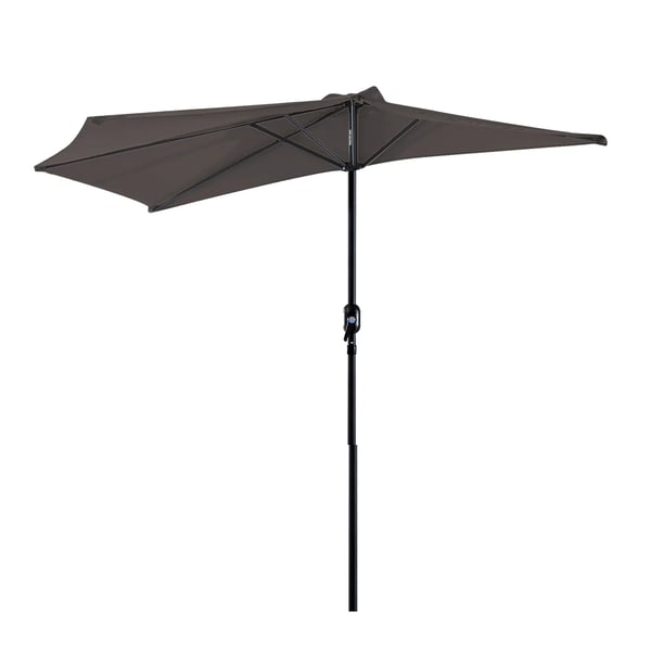 Trädgårdsparasoll - Halvparasoll - Halvrunt - Vevmekanism - 269 x 138 x 236 cm - Utomhusbruk - Mörkgrå