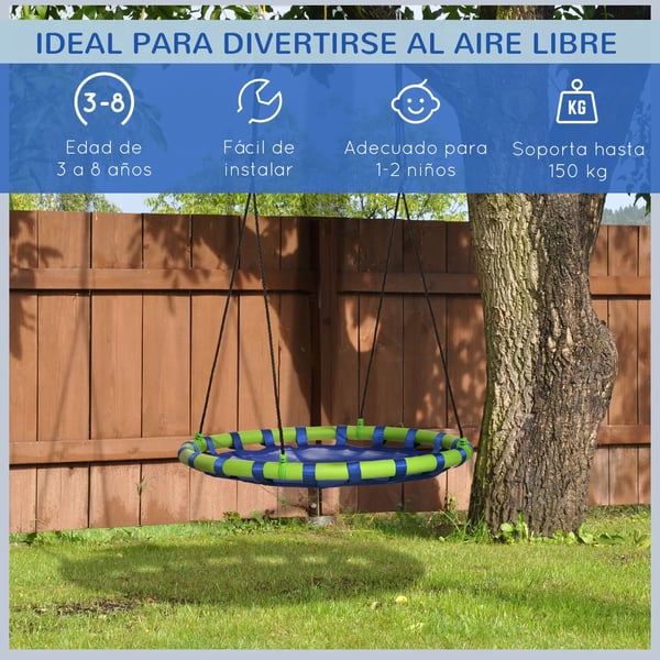 Fågelbogunga för barn - Diameter 100 cm - Justerbar höjd 120–180 cm - Max 150 kg - Textilene & stål - Blå