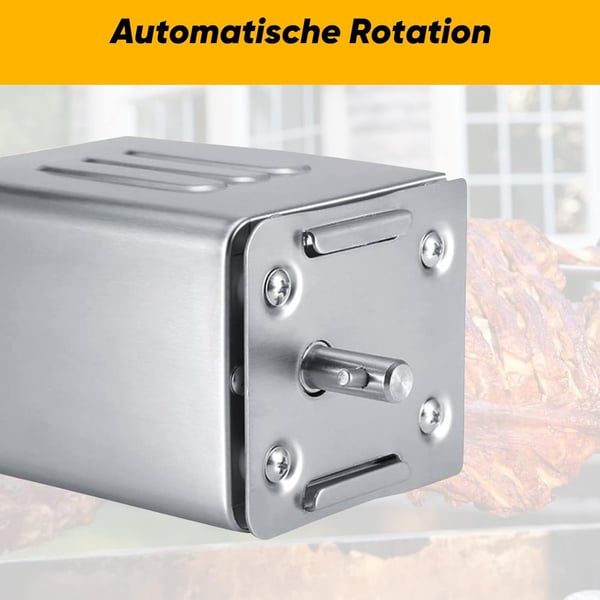 BBQ Rotisseri - Elektrisk Grillspydmotor - Rustfrit Stål - CE-Certificeret - Let at Rengøre - Kun Motor - Sølv