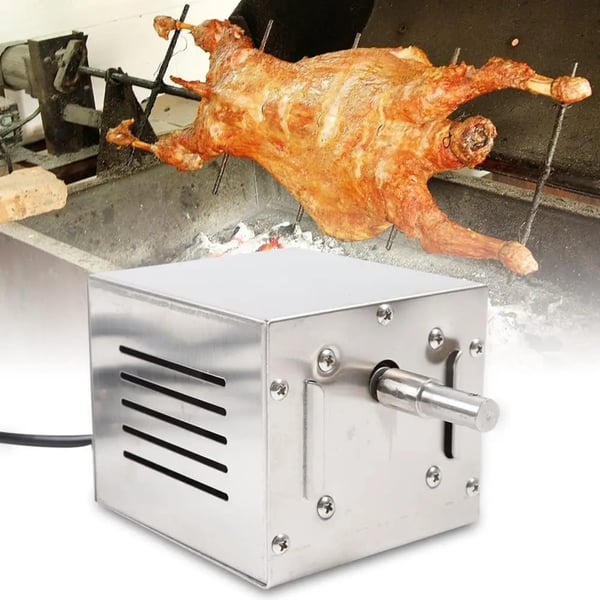 BBQ Rotisseri - Elektrisk Grillspydmotor - Rustfrit Stål - CE-Certificeret - Let at Rengøre - Kun Motor - Sølv