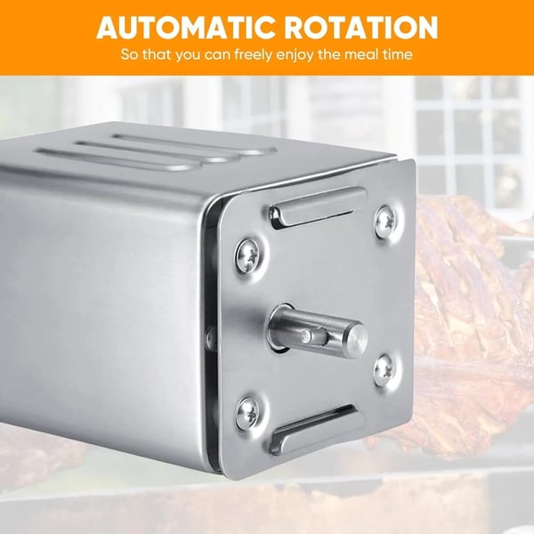 BBQ Rotisseri - Elektrisk Grillspydmotor - Rustfrit Stål - CE-Certificeret - Let at Rengøre - Kun Motor - Sølv