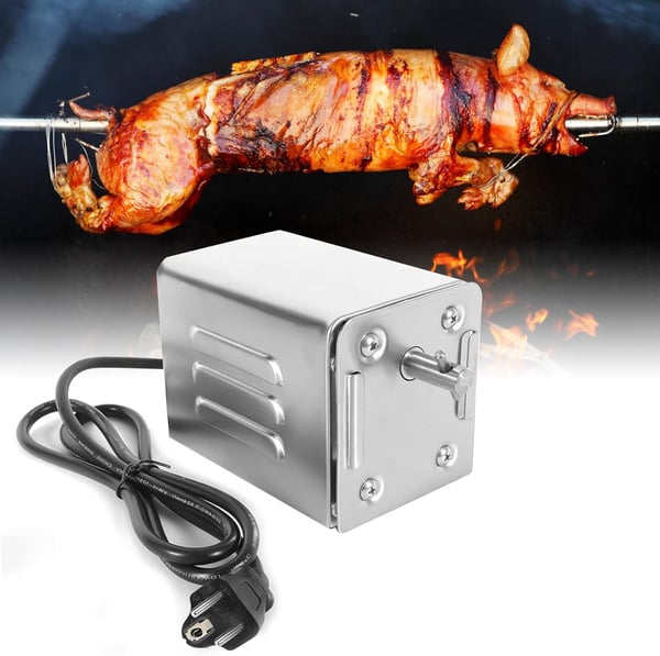 BBQ Rotisseri - Elektrisk Grillspydmotor - Rustfrit Stål - CE-Certificeret - Let at Rengøre - Kun Motor - Sølv