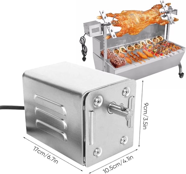 BBQ Rotisseri - Elektrisk Grillspydmotor - Rustfrit Stål - CE-Certificeret - Let at Rengøre - Kun Motor - Sølv