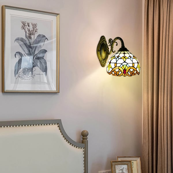 Tiffany-tyylinen Seinävalaisin - Lampetti - Värillinen Lasivarjostin - Vintage Antiikki - Sisävalaistus - Koriste