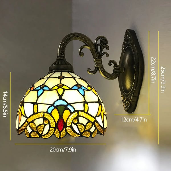 Tiffany-tyylinen Seinävalaisin - Lampetti - Värillinen Lasivarjostin - Vintage Antiikki - Sisävalaistus - Koriste