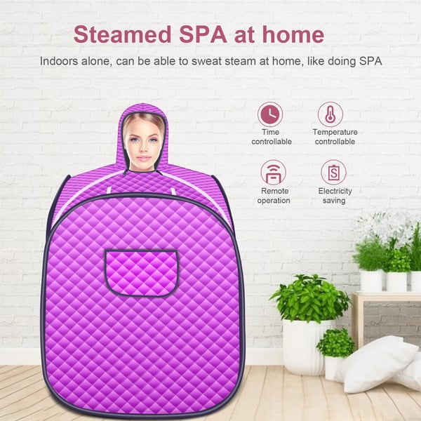Bærbar dampsauna til hjemmet - Saunatelt - 2 l dampgenerator - 220 V EU-stik - 1 person - 600D canvas - Våd damp - Med vindue - Rød