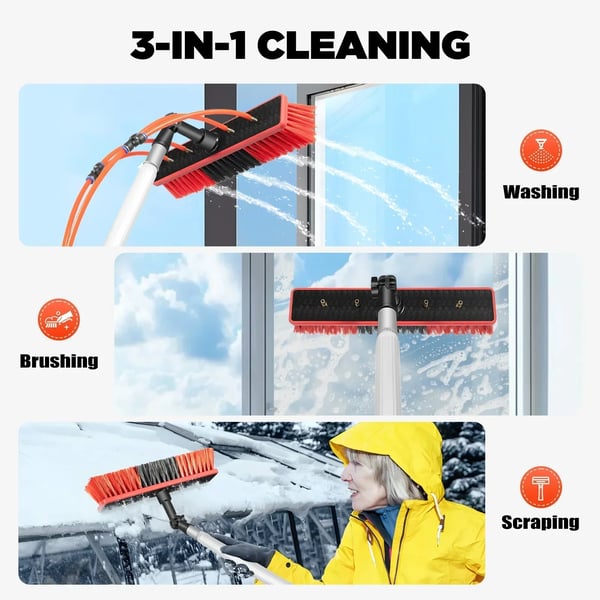 Vandførende teleskopstangsæt, solcellepanel-/vindues-/glastagsrengøring, justerbar, 7,4 m (24,3 ft)