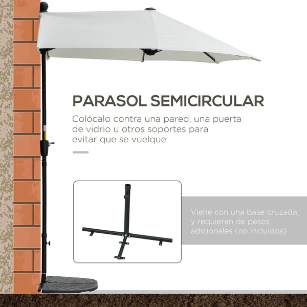 Väggparasoll - Terrassparasoll - 200x190x240 cm - Väggmonterat - Med vev - Krämvit