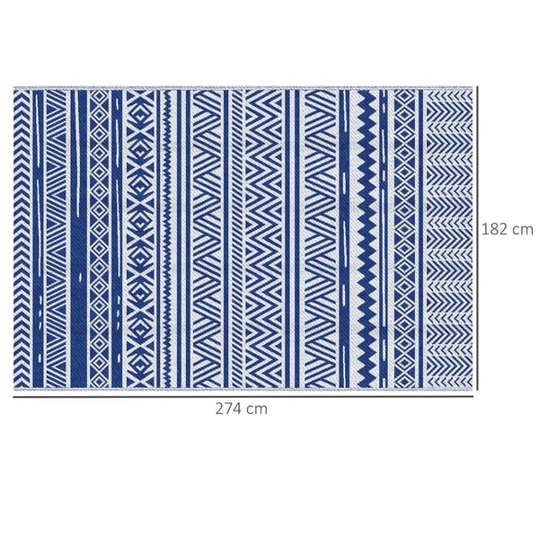 Utomhusmatta - Reversibel - Storlek 182×274 cm - Polypropen 310 g/m² - För terrass, balkong, uteplats - Flerfärgad