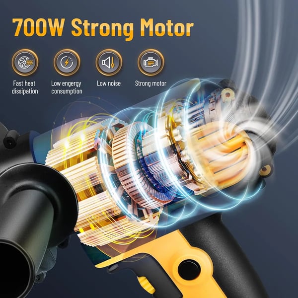 Bilpolermaskine - 700 W 220 V - 6 justerbare hastigheder - 3600 omdr./min - sæt med 5 polerskiver - Gul