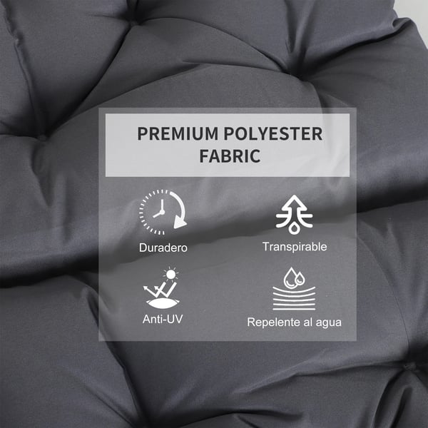Stolsdynor - 2-pack med ryggstöd - 50×98×8 cm - PU-skum - Polyester/Bomull - Mörkgrå