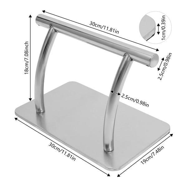 Salon fodstøtte til barberstol - Gulvstående - Rustfrit stål - Skridsikker base - Rør Ø25 mm, vægtykkelse 0,7 mm