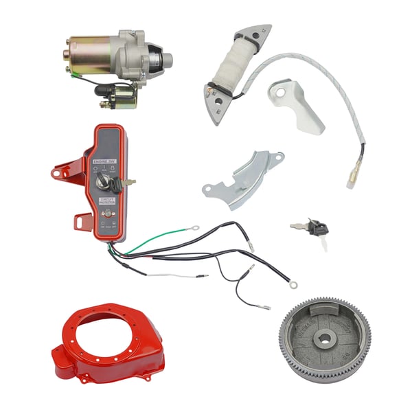 Elstart- og tændingssæt, til Honda GX160/GX200 5.5–6.5HP, rød, tændspole, blæserdæksel, svinghjul, startmotor, tændingslås